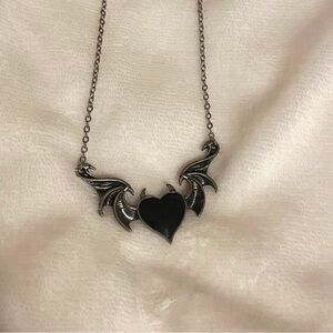 Black Heart Winged Necklace